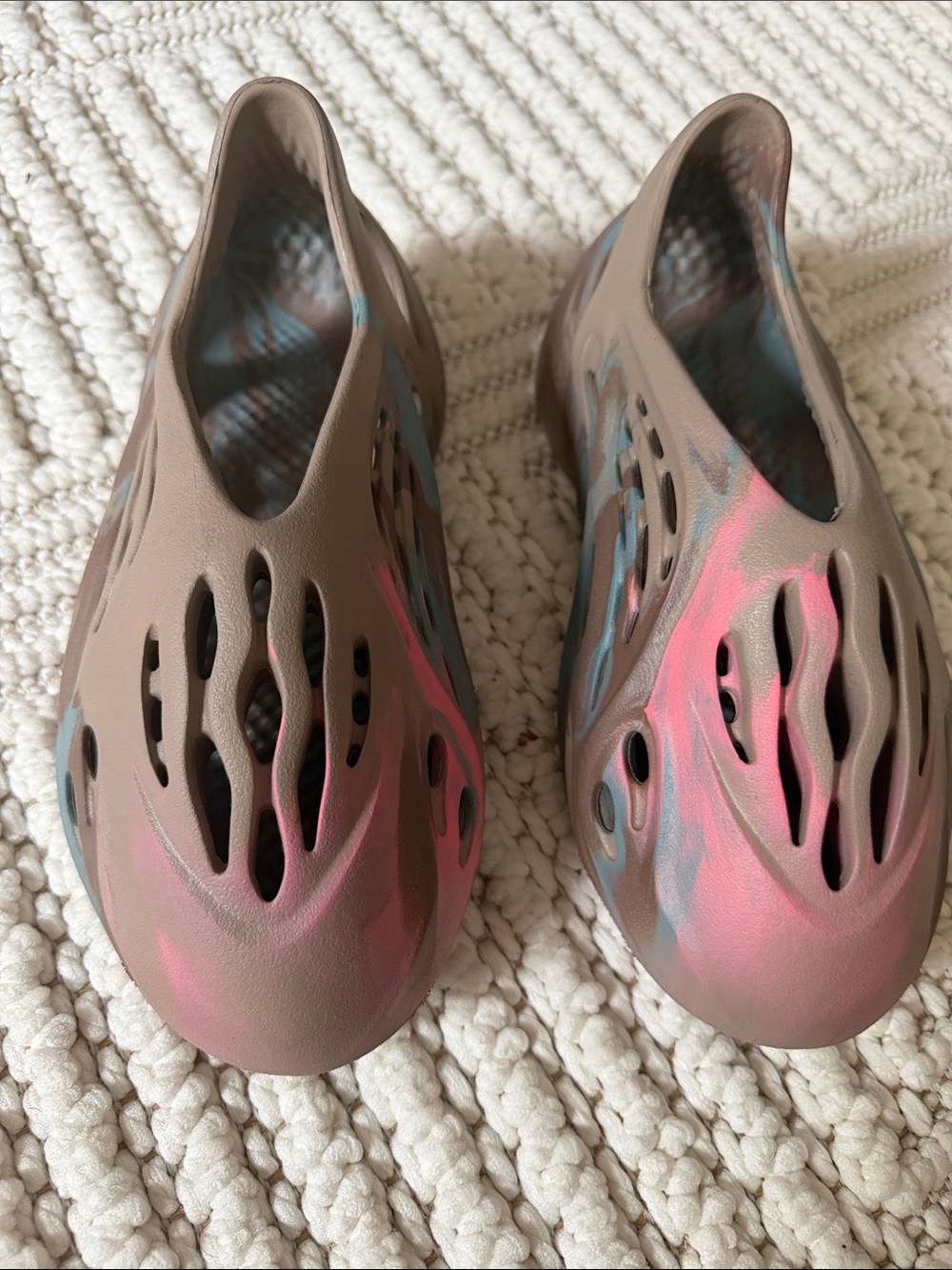 Adidas Women's Slip-On Foam Clog in Mauve Pink and Blue